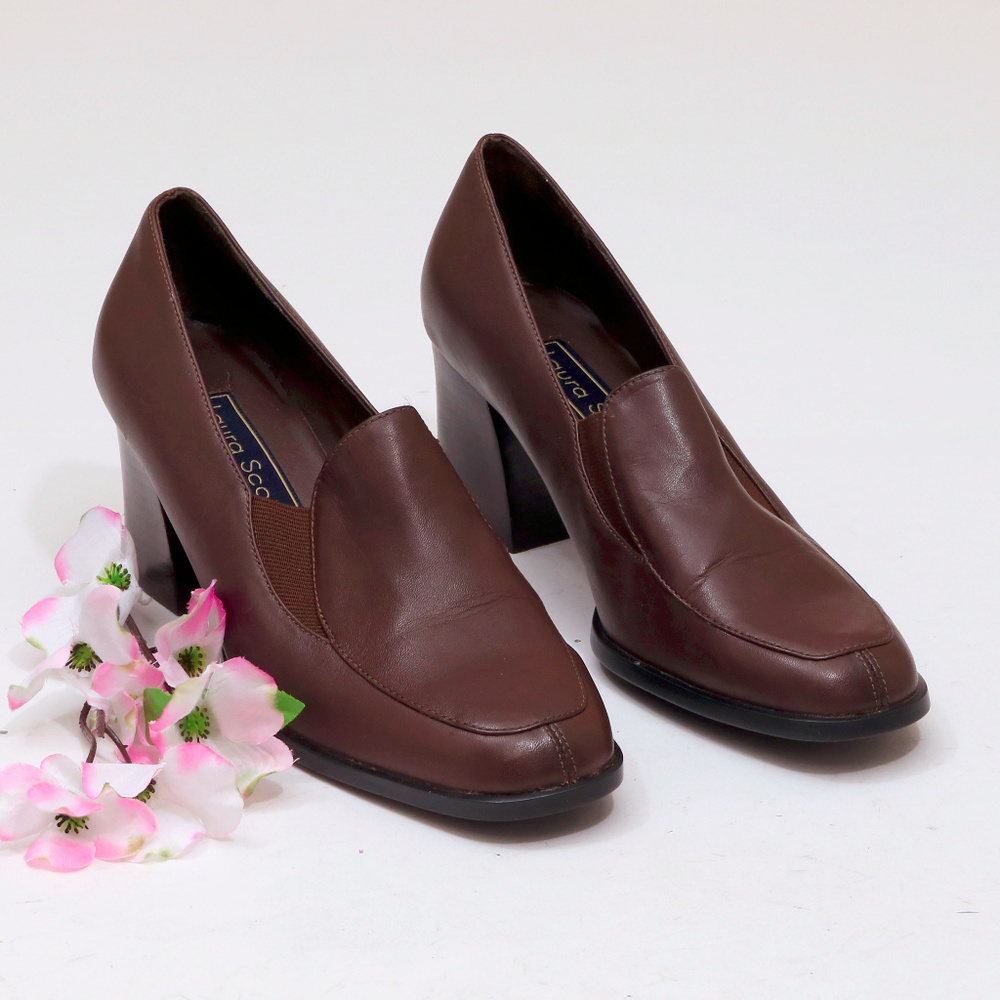 Laura Scott Slip On Block Heels Pumps